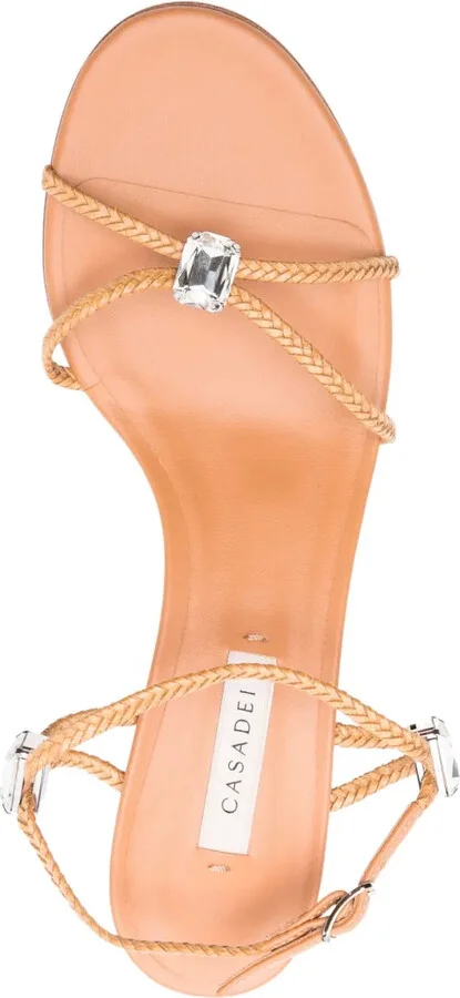 Braided Crystal-Embellished Heeled Sandals - Image 4