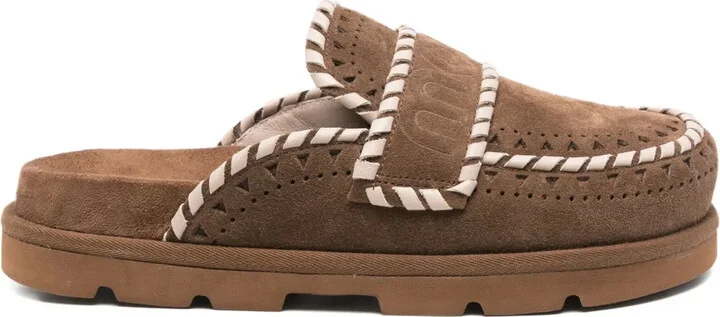 Braided-Detail Suede Mules