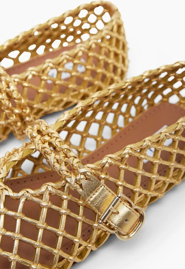 Braided gold leather ballet flats - Image 3