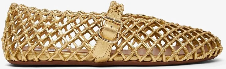 Braided gold leather ballet flats