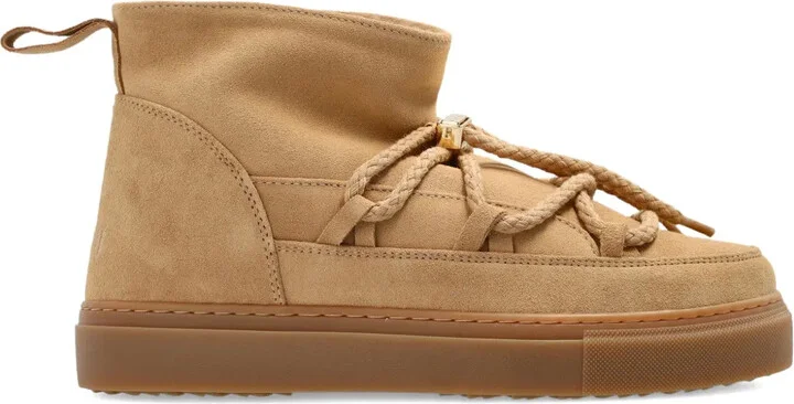 Braided-Lace Suede Boots