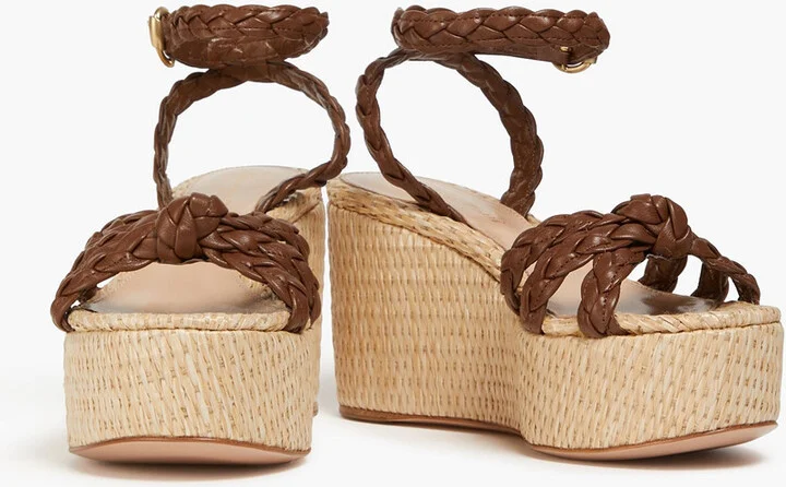 Braided leather espadrille wedge sandals - Image 2