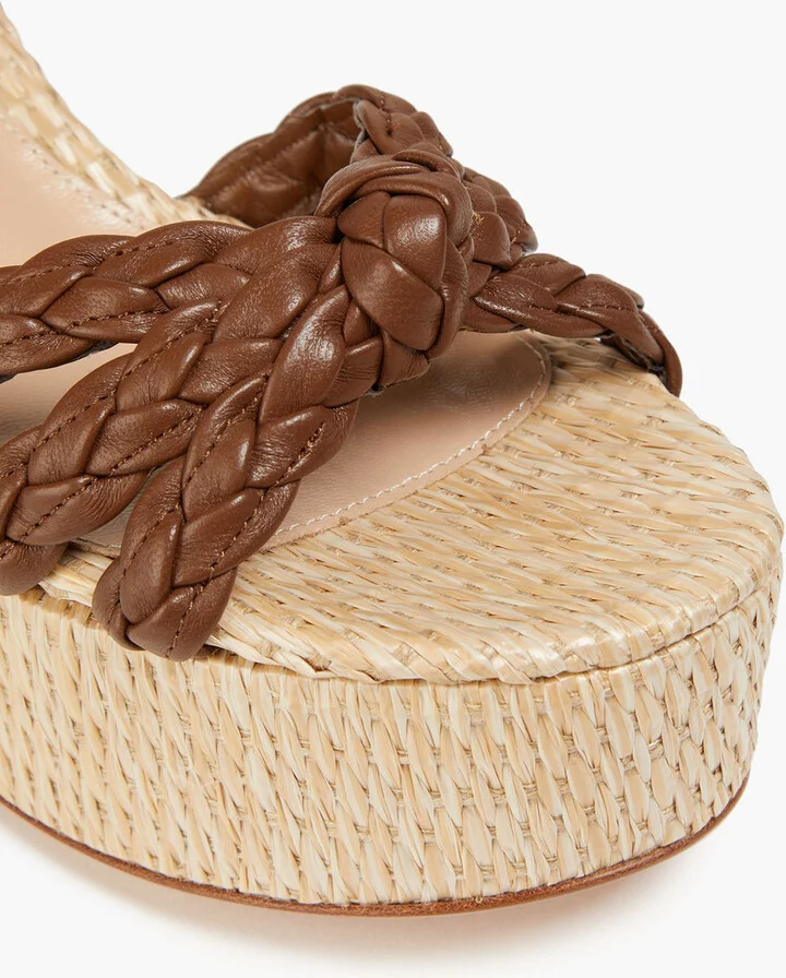 Braided leather espadrille wedge sandals - Image 4