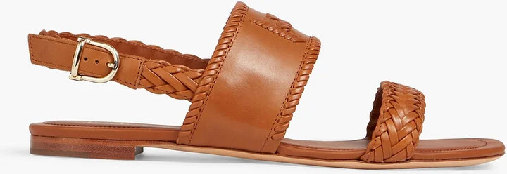 Braided leather slingback sandals