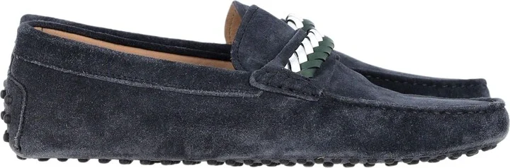 Braided Loafers in Navy Blue Suede