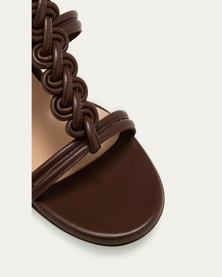 Braided Napa T-Strap Sandals - Image 2