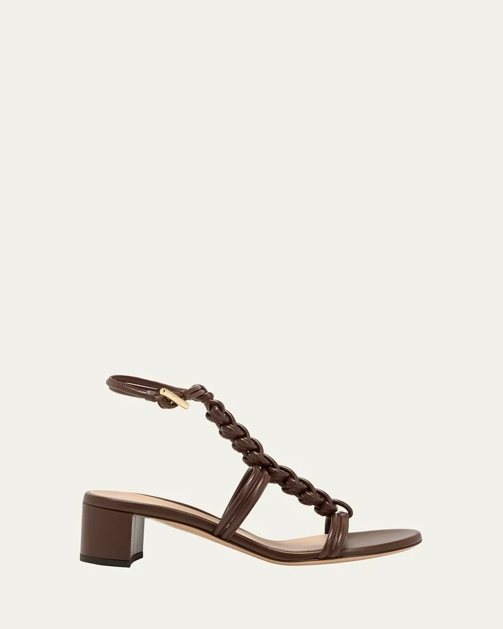 Braided Napa T-Strap Sandals