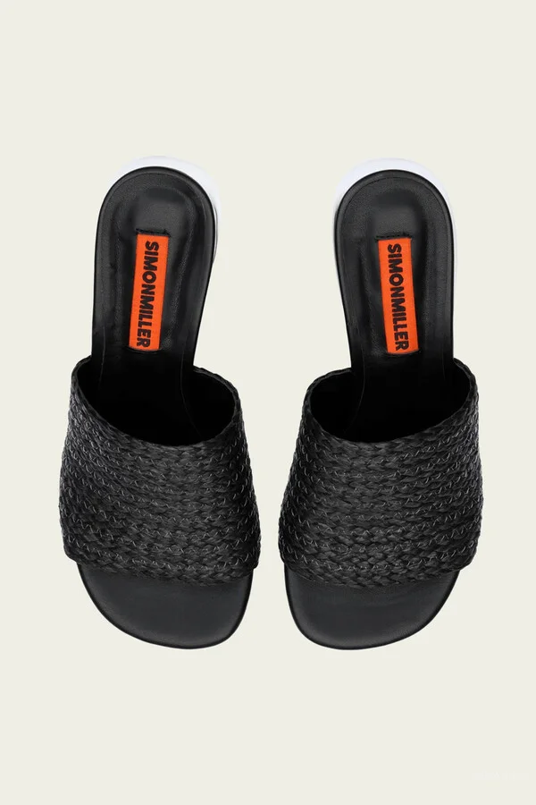 Braided Raffia Moderno Sandal in Black Silver - Image 2