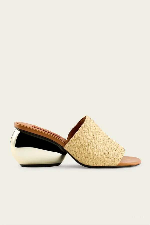 Braided Raffia Moderno Sandal in Gold Natural