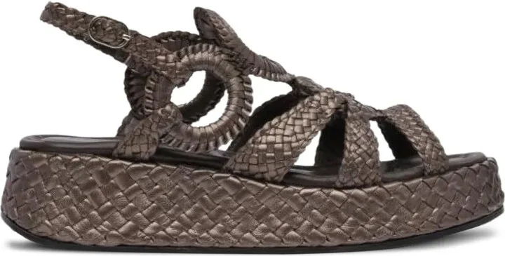 Braided Ring-Detail Sandals
