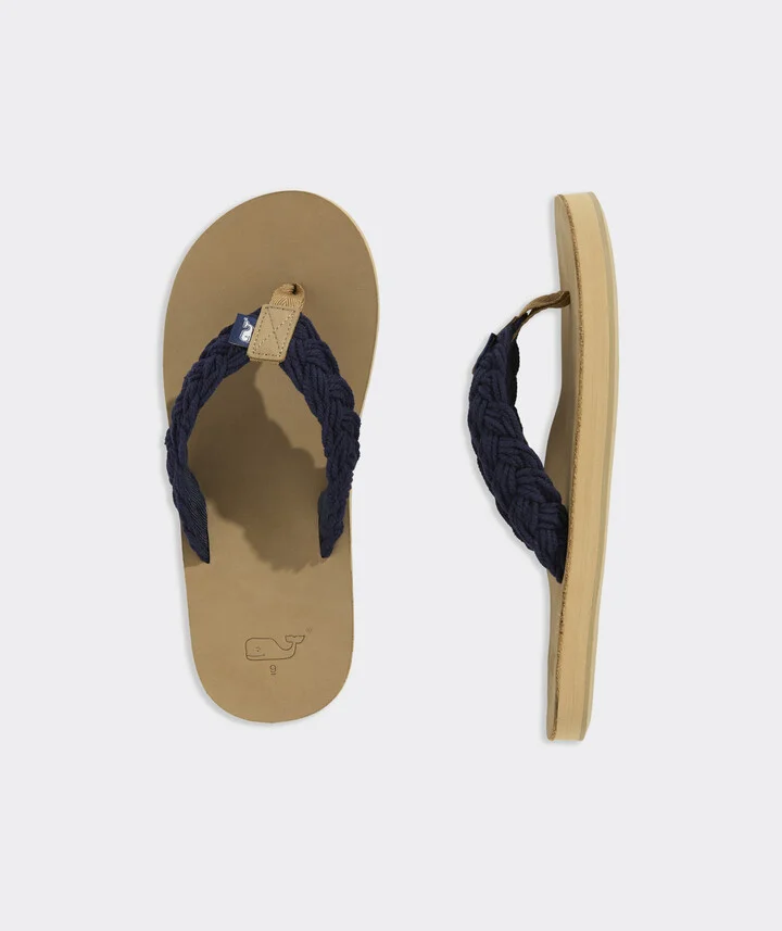 Braided Rope Leather Flip Flops