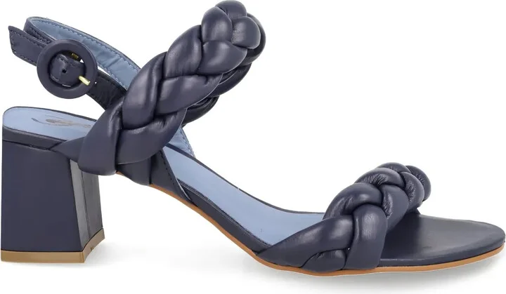 Braided-Strap Block-Heel Sandals