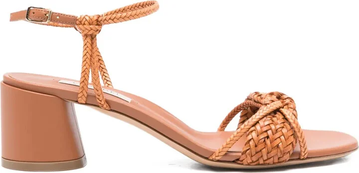 Braided-Strap Block-Heel Sandals