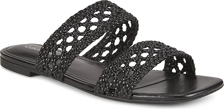 Braided Textile Double-Band Slide Sandals - Image 2