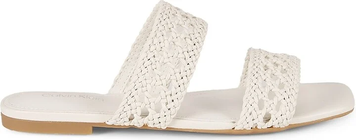 Braided Textile Double-Band Slide Sandals
