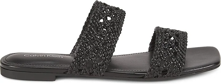 Braided Textile Double-Band Slide Sandals