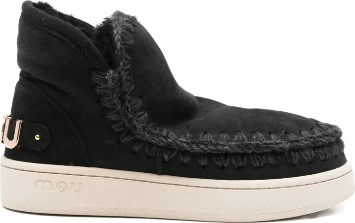 Braided-Trim Suede Boots