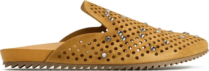 Braidy crystal-embellished mules