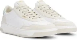 Branded lace-up trainers in leather and nubuck- White Women's Sneakers size 11