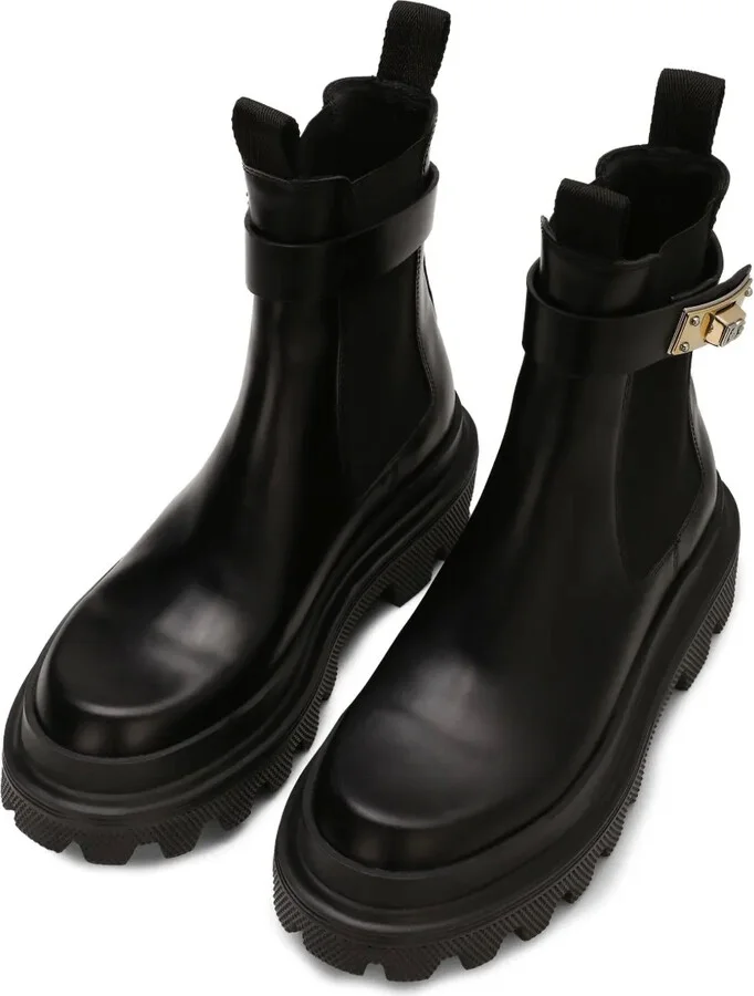 branded-strap leather Chelsea boots - Image 4