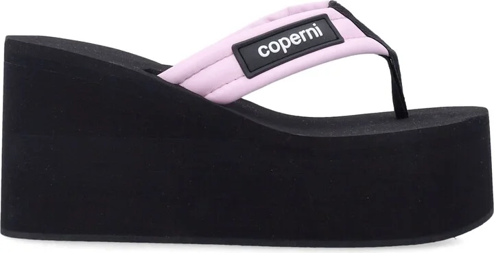 Branded Wedge Thong Sandal
