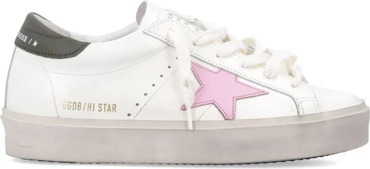 Branded White Leather Sneakers With Contrasting Heel