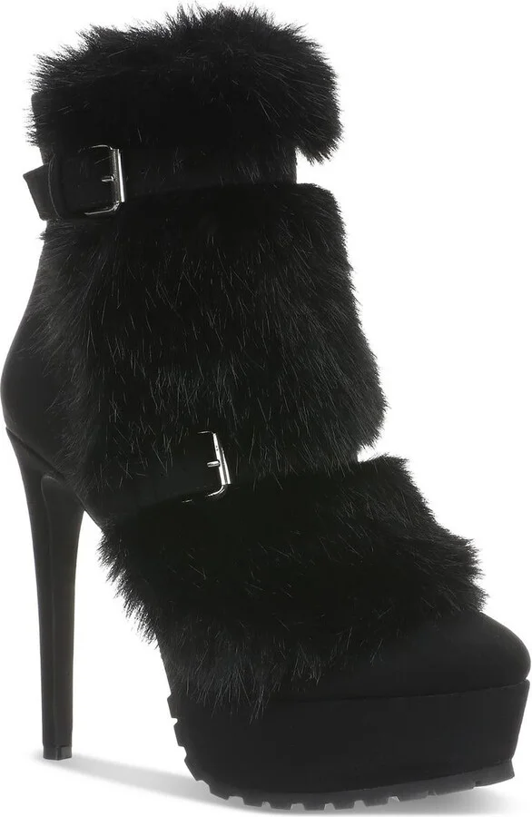 Brandy Womens Faux Fur Faux Suede Ankle Boots