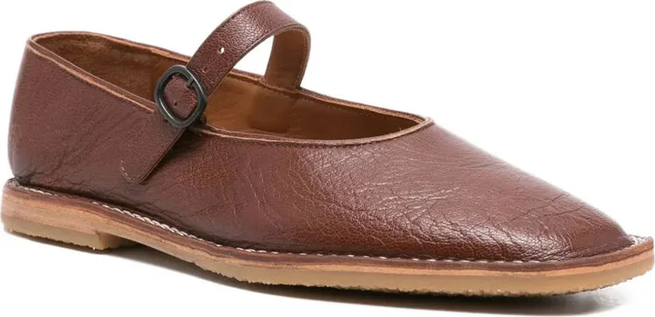 Brava buckle-strap leather flat pumps - Image 2