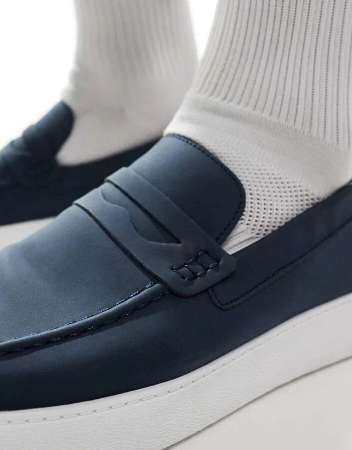 Brave Soul slip-on loafers in navy - Image 2