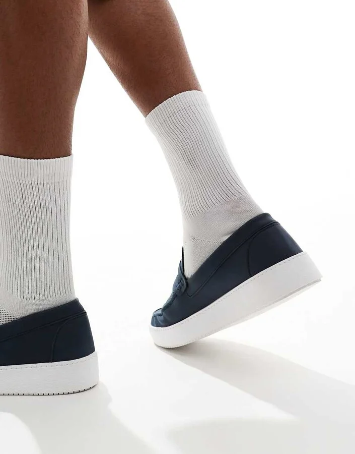 Brave Soul slip-on loafers in navy - Image 3
