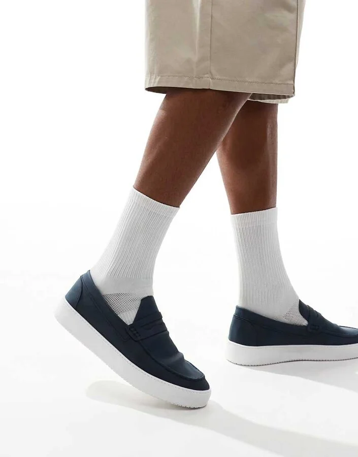 Brave Soul slip-on loafers in navy - Image 4