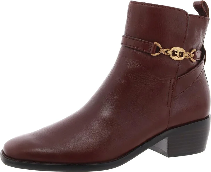 Brawley Womens Leather Block Heel Ankle Boots