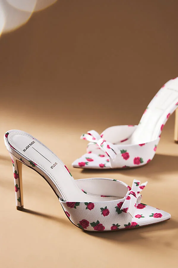 Brea Bow Floral Mule Heels - Image 3
