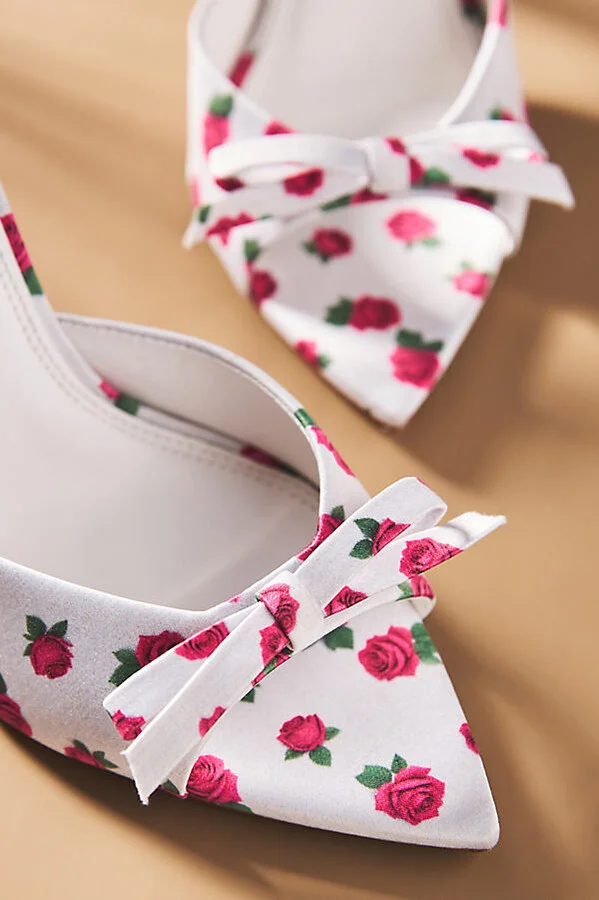 Brea Bow Floral Mule Heels - Image 4