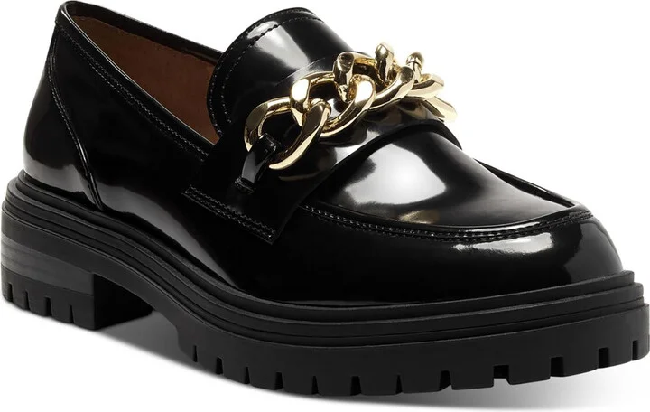 Brea Womens Patent Chain Trim Loafers