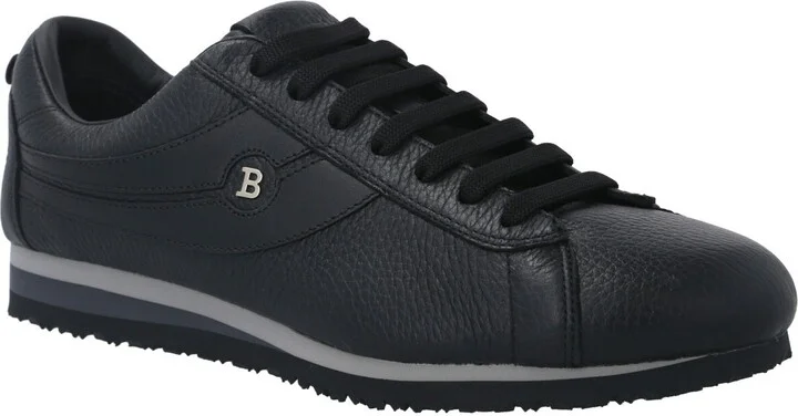 Bredy 6231557 Men's Black Deer Grained Leather Sneakers