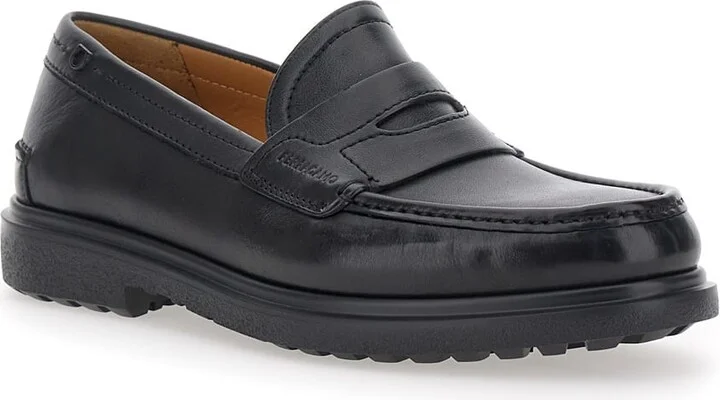 'brema' Black Loafers With Tonal Stitching And Almond Toe In Leather Man - Image 2