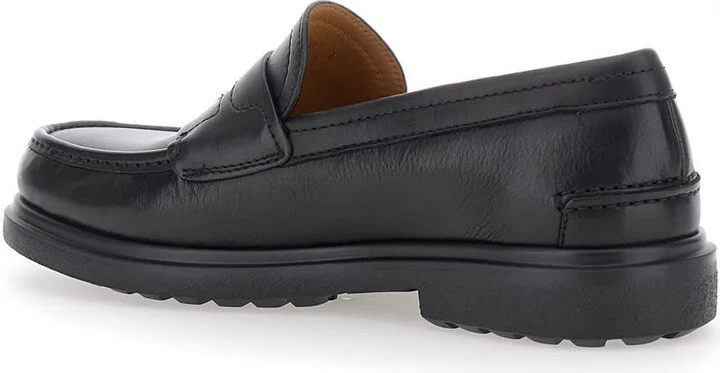 'brema' Black Loafers With Tonal Stitching And Almond Toe In Leather Man - Image 3