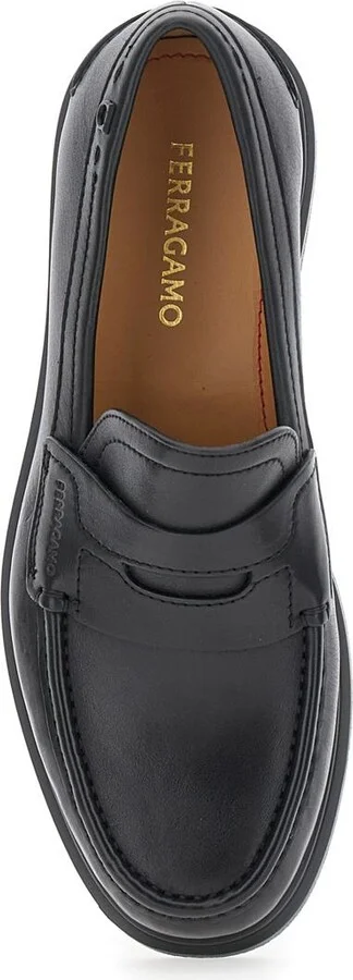 'Brema' Black Loafers With Tonal Stitching And Almond Toe In Leather Man - Image 4