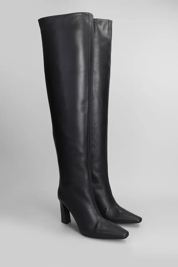 Brenda 90 High Heels Boots In Black Leather - Image 2