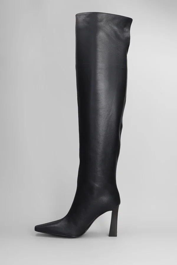 Brenda 90 High Heels Boots In Black Leather - Image 3