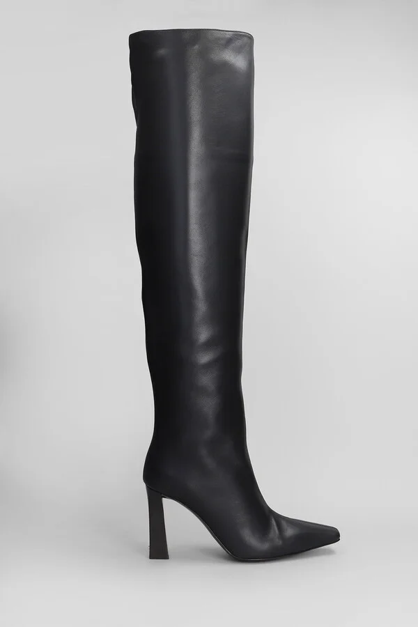 Brenda 90 High Heels Boots In Black Leather