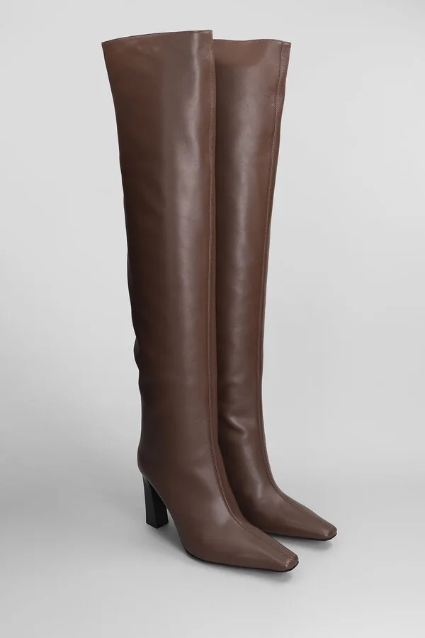 Brenda 90 High Heels Boots In Brown Leather - Image 2