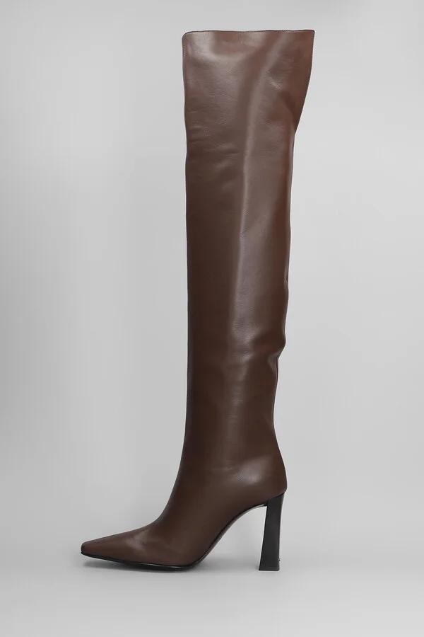 Brenda 90 High Heels Boots In Brown Leather - Image 3