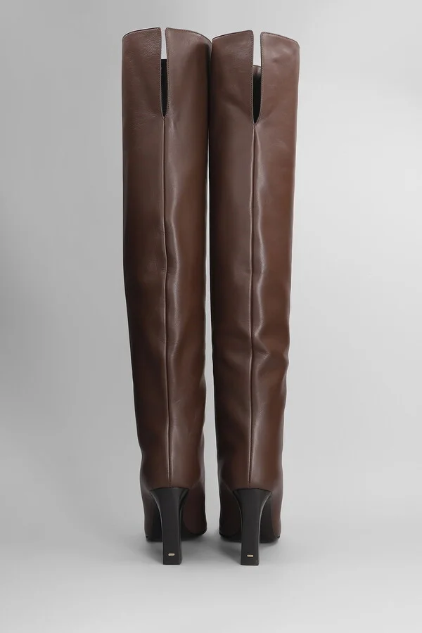 Brenda 90 High Heels Boots In Brown Leather - Image 4
