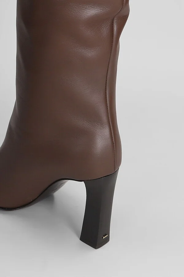 Brenda 90 High Heels Boots In Brown Leather - Image 5