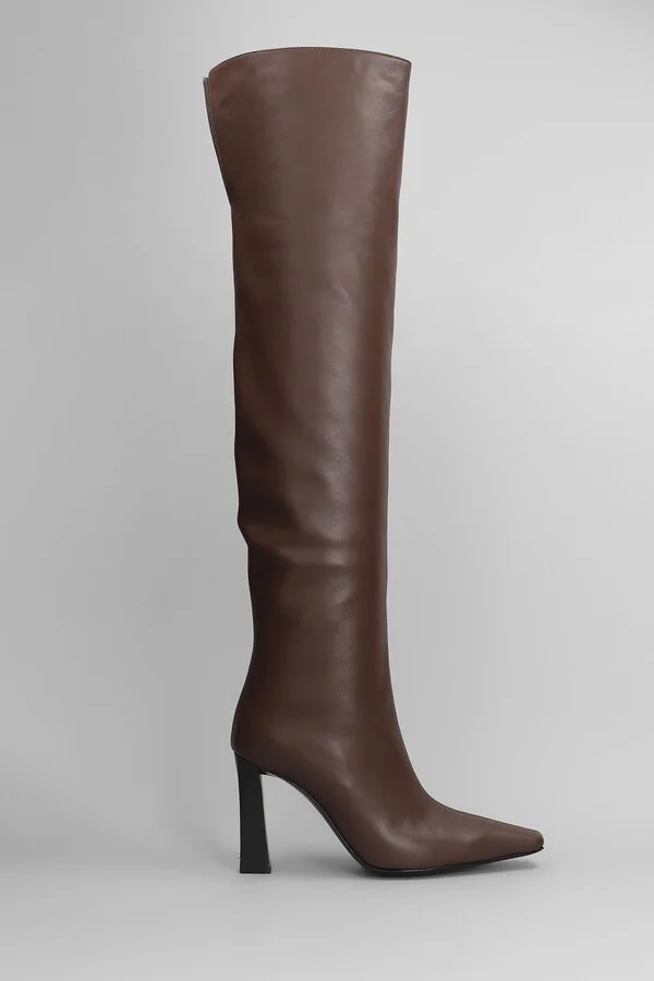 Brenda 90 High Heels Boots In Brown Leather