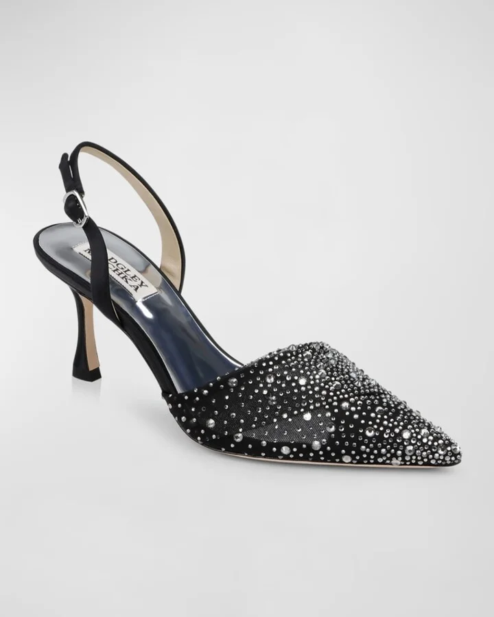 Brenna Embellished Silk Slingback Pumps - Image 3