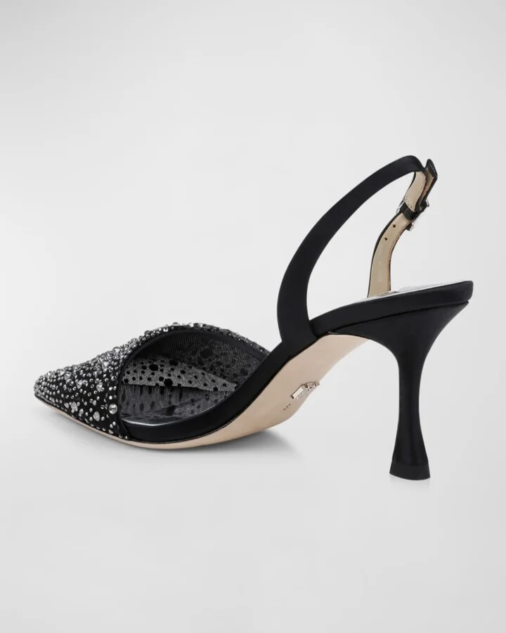 Brenna Embellished Silk Slingback Pumps - Image 4