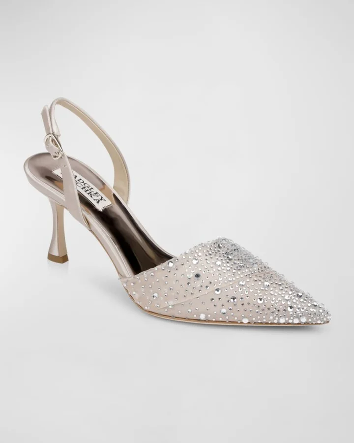 Brenna Embellished Silk Slingback Pumps - Image 7